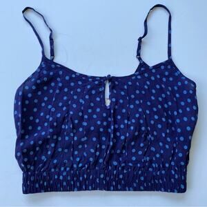 Urban Outfitters Pins and Needles Womens Blue Polka Dot Size XS Silk Crop Top